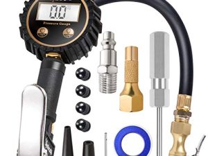 منفاخ إطارات رقمي من AstroAI ATG250 مزود بمقياس ضغط ، 250 PSI ظرف هواء وملحقات ضاغط شديد التحمل مع خرطوم مطاطي ومقرنة توصيل سريع ملحقات السيارة لقرار عرض 0.1