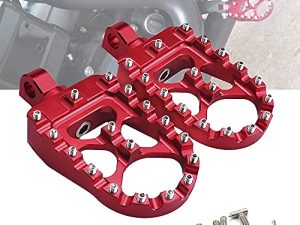 StarknightMT CNC واسعة الدهن القدمين 360 درجة Roating MX أوتاد القدم المروحية نمط بوبر ل Harley Dyna Fatboy Sportster Iron 883 (أحمر)