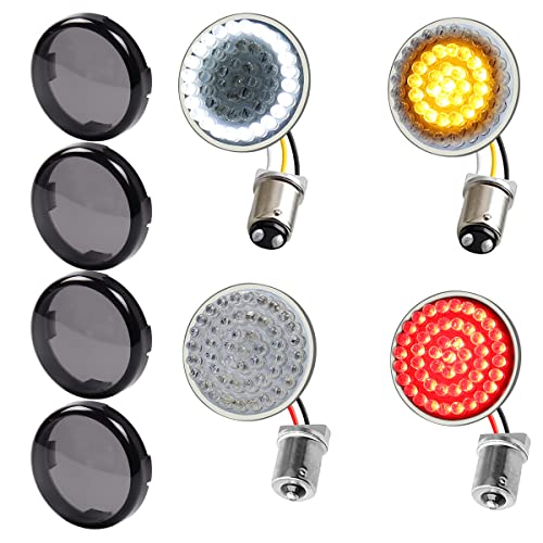 إشارات انعطاف LED خلفية أمامية 1156 من MotoParAcc 1156 ، 2 بوصة رصاصة 12 فولت ، مصابيح تشغيل وامض للدراجات النارية لـ Harley Dyna ، Road King ، Sportster 1200 ، Iron 883 إشارات انعطاف LED خلفية أمامية 1156 من MotoParAcc 1156 ، 2 بوصة رصاصة 12 فولت ، مصابيح تشغيل وامض للدراجات النارية لـ Harley Dyna ، Road King ، Sportster 1200 ، Iron 883