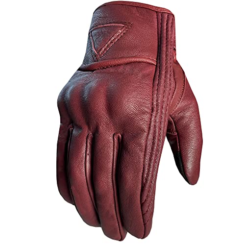 قفازات واقية من الجلد للدراجات النارية في الشوارع للرجال من الجلد الفاخر Oxblood S. قفازات واقية من الجلد للدراجات النارية في الشوارع للرجال من الجلد الفاخر Oxblood S.