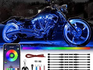 مجموعات إضاءة LED للدراجات النارية من 10 قطع من SHINIGHT ، أضواء شريط LED متعددة الألوان مقاومة للماء للدراجات النارية مع جهاز تحكم عن بعد RF ، ومزامنة موسيقية ، وأوضاع متعددة للمشاهد ، وأضواء RGB LED للدراجات النارية