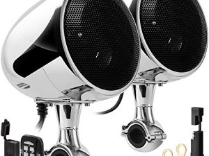 GoHawk AN4 Gen.3 الكل في واحد مكبر صوت مدمج 4 "كامل المدى مقاوم للماء بلوتوث للدراجات النارية مكبرات صوت ستيريو نظام مضخم الصوت مع AUX ل 1 إلى 1-1 / 4 بار Harley ATV RZR 4 Wheeler