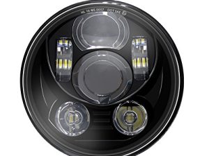 مصباح أمامي Wisamic 5-3 / 4 5.75 بوصة LED - متوافق مع Harley Davidson Dyna Street Bob Super Wide Glide Low Rider Night Rod Train Softail Deuce Custom Sportster Iron 883-Black