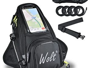 حقيبة خزان للدراجات النارية WOLT Powersports مع غطاء المطر المقاوم للماء مغناطيسي قوي ، حقيبة دراجة نارية جيب شفاف لملاحة الهاتف الخلوي ، إصدار التحديث ...