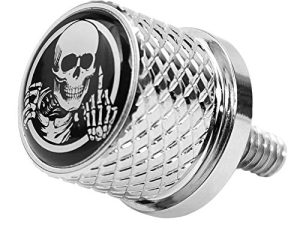 برغي برغي لمقعد الحاجز مخرش من الفولاذ المقاوم للصدأ 1/4 "-20 خيط متوافق مع Harley Sportster Touring Softail Dyna CVO Electra Glide Street Glide 1996-2020- هيكل عظمي في الإصبع الأوسط