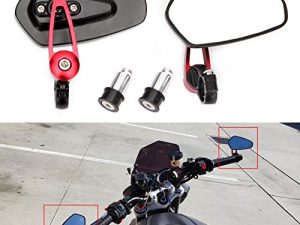 مرايا نهاية قضيب الدراجة النارية الحمراء باستخدام الحاسب الآلي للرؤية الخلفية متوافقة مع Honda GROM MSX125 CB500F Kawasaki Z125 Z650 Z750 Z800 Z900 ER6N ER6F