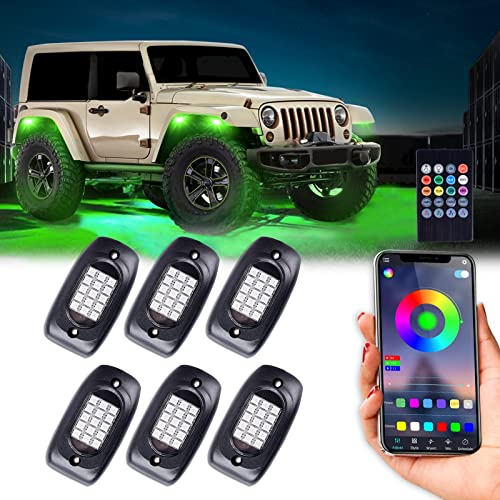 مجموعة مصابيح إضاءة LED Rock LED مقاومة للماء تحت الإضاءة السفلية للسيارة ، أطقم إضاءة نيون تحت الإضاءة مع تحكم لاسلكي عن بعد والتطبيق ، أضواء تحت السيارة لسيارات الدفع الرباعي والشاحنة والدراجة النارية الأوتوماتيكية - 6Pods مجموعة مصابيح إضاءة LED Rock LED مقاومة للماء تحت الإضاءة السفلية للسيارة ، أطقم إضاءة نيون تحت الإضاءة مع تحكم لاسلكي عن بعد والتطبيق ، أضواء تحت السيارة لسيارات الدفع الرباعي والشاحنة والدراجة النارية الأوتوماتيكية - 6Pods