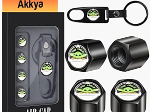 Akkya Tyre Valve Stem Caps أغطية غطاء للسيارة ، دراجة ، دراجات ، دراجات ، جرارات ، دراجات جبلية ، شاحنات ، رسوم متحركة لطيفة ، عصرية ، أسود معدن كروم ، إطار ضغط الهواء ، أغطية ، ملحقات العجلة