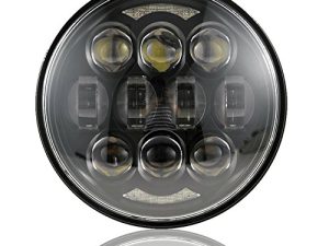 مصباح أمامي جديد لامع معتمد من DOT 80W 5-3 / 4 "5.75" مصباح عرض LED دائري متوافق مع Dyna Street Bob Super Wide Glide Low Rider Night Rod Train Softail Deuce Custom Sportster Iron 883 ، أسود