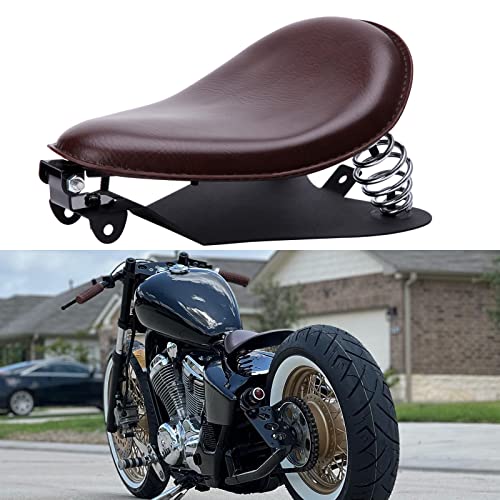 مقعد فردي مصنوع من الجلد البني المخصص للدراجة النارية مع لوحة أساسية زنبركية لسيارة Sportster XL 1200883 48 مروحية بوبر داينا منخفضة مقعد فردي مصنوع من الجلد البني المخصص للدراجة النارية مع لوحة أساسية زنبركية لسيارة Sportster XL 1200883 48 مروحية بوبر داينا منخفضة