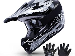 TCT-MT ATV خوذة + نظارات + قفازات DOT خوذة الشباب موتوكروس الساخن الأسود الجمجمة الترابية خوذة الدراجة النارية على الطرق الوعرة ATV خوذة صغيرة