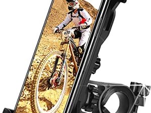 QMEET حامل هاتف للدراجة يدور بزاوية 360 درجة ، حامل هاتف للدراجة النارية متوافق مع iPhone 11،12 Pro Max، S9، S10 and More 3.5 "-6.8" (زهري)