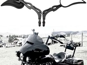 مرايا جانبية للرؤية الخلفية على شكل دمعة سوداء مقاس 8 مم متوافقة مع Road King Street Electra Glide Road Glide Dyna Softail (أسود)