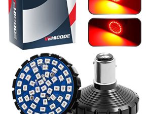 مجموعة لمبات الضوء LED 1157 Harley (حلقة هالو حمراء) - 2357 2057 7528 BAY15D للدراجات النارية Harley Davidson الأمامية / الخلفية مصباح إشارة إيقاف الفرامل الخلفية (عبوتان)