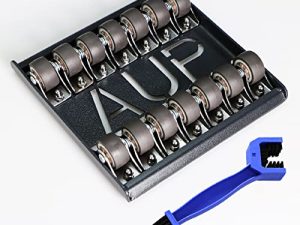 حامل تنظيف عجلة الدراجة النارية Asko Aoyupe ، حامل دراجة نارية بتصميم مضاد للانزلاق مع مجموعة فرشاة ، حامل عجلة دراجة نارية محمول لتنظيف الإطارات وتشحيم السلسلة (دراجات أقل من 600 رطل)