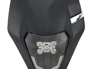 JFG RACING Dirtbike المصباح الأمامي Led ، تقليد ألياف الكربون العالمي Dirtbike مجموعة مصابيح أمامية أمامية للدراجة الترابية على الطرق الوعرة موتوكروس إندورو