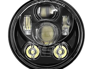 SUNPIE Bright 5-3 / 4 5.75 بوصة مصباح أمامي أسود LED متوافق مع دراجات نارية H_arley XL883 / XL1200 Glide Deuce Street 500 / Street 750 IP67 مقاوم للماء 6000K أبيض معدن الألمنيوم استبدال المصابيح الأمامية