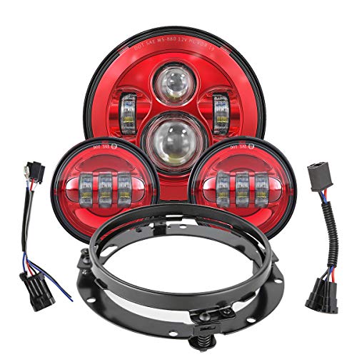 مصباح أمامي LED مقاس 7 بوصات من TRUCKMALL ، مصابيح لتمرير الضباب 4.5 بوصة ، متوافقة مع Touring Road King Ultra Classic Street Glide Tri Cvo Heritage Softail Slim Deluxe Fatboy Red مصباح أمامي LED مقاس 7 بوصات من TRUCKMALL ، مصابيح لتمرير الضباب 4.5 بوصة ، متوافقة مع Touring Road King Ultra Classic Street Glide Tri Cvo Heritage Softail Slim Deluxe Fatboy Red