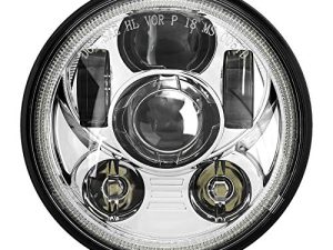 SUNPIE Bright 5-3 / 4 5.75 inch Halo LED Headlight Sliver متوافق مع دراجات H_arley النارية XL883 / XL1200 Glide Deuce Street 500 / Street 750 مقاوم للماء 6000K أبيض معدن الألمنيوم استبدال المصابيح الأمامية