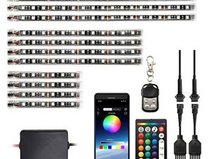 HYBKLER 12 قطعة طقم مصابيح LED للدراجات النارية مع APP IR RF لاسلكي للتحكم عن بعد متعدد الألوان تحت الوهج نيون الأرض تأثير شرائط ضوء الغلاف الجوي لهارلي ديفيدسون هوندا كاواساكي سوزوكي