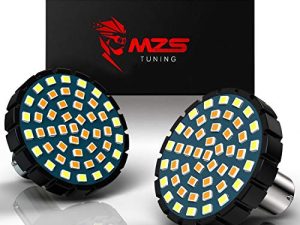 MZS 2 "1157 Turn Signal LED Bulb Running Light Kit Bullet Style w / Dual Color Front or Rear Compatible (21White + 27Amber) معظم الدراجات النارية العائلية (حزمة من 2)