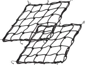 15.7 "× 15.7" 2 عبوة بنجي شبكة شحن للدراجات النارية ، مصنوعة من شبكة بنجي شديدة التحمل من اللاتكس تمتد حتى 33 بوصة × 33 بوصة ، شبكة ثخانة للأمتعة مع شبكة صغيرة 3 × 3 و 6 خطافات معدنية قابلة للتعديل للدراجات النارية والدراجة ومركبة النقل المؤتمتة