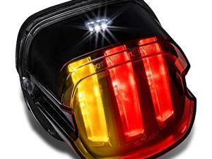 مصباح LED خلفي لفرامل Harley Davidson [وامض وامض بنمط F1] [إشارات انعطاف] [تصميم مخلب] [DOT] [Plug-n-Play] رخصة تشغيل ضوء الفرامل الخلفي متوافق مع Sportster Fatboy Softail Road