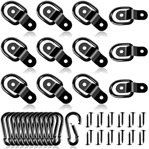 Rings Tie Down Anchors Hooks 1/4 "Trailer Anchor Rings سعة 1200 رطل مع حلقات Carabiner D للمقطورات الثقيلة والشاحنات و RV Campervan والقوارب والدراجات النارية سطح جبل Rings Tie Down Anchors Hooks 1/4 "Trailer Anchor Rings سعة 1200 رطل مع حلقات Carabiner D للمقطورات الثقيلة والشاحنات و RV Campervan والقوارب والدراجات النارية سطح جبل