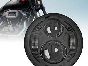 LX-LIGHT ترقية جديدة 51W 5-3 / 4 5.75 بوصة مصباح LED أمامي مع EMC متوافق مع Iron 883 Dyna Street Bob Super Wide Glide Low Rider Night Rod Train Softail Deuce Custom Sportster ، أسود