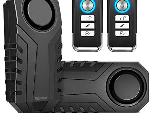 Wsdcam Bike Alarm with Remote 2 Pack، 113dB Wireless Anti-Theft اهتزاز دراجة نارية دراجة نارية إنذار نظام إنذار أمان السيارة (أسود)