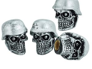 Lunsom Skull Shape Valve Stem Caps Devil Car Tire Valves Valves Cover Resin Air Tyres Cap Accessories يناسب معظم المركبات والدراجات النارية والدراجة (4 قطع فضي أ)