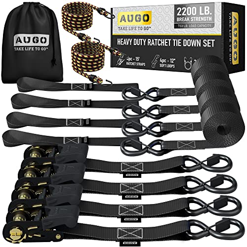 أشرطة ربط سقاطة من AUGO –4 PK– 15 FT - 2،200 LB Break Strength - خطافات S قفل الأمان - لنقل البضائع ، والأجهزة ، ومعدات الحديقة ، والدراجات النارية - تتضمن 2 حبال بنجي ، 4 حلقات ناعمة ، حقيبة تخزين أشرطة ربط سقاطة من AUGO –4 PK– 15 FT - 2،200 LB Break Strength - خطافات S قفل الأمان - لنقل البضائع ، والأجهزة ، ومعدات الحديقة ، والدراجات النارية - تتضمن 2 حبال بنجي ، 4 حلقات ناعمة ، حقيبة تخزين
