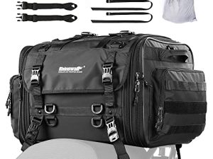 حقيبة الذيل للدراجة النارية من Rhinowalk 40-60L حقيبة المقعد الخلفي للدراجات النارية ، حقائب السفر للدراجات النارية ، حقيبة خوذة الدراجة النارية القابلة للتوسيع ، غطاء المطر المضاد للماء ، حقيبة أمتعة السفر