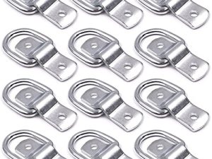 12 حزمة D-Ring Tie Downs ، 1/4 "D-Rings Anchor Lashing Ring for Load on Trailers Trucks RV Campers Vans ATV SUV Boats Motor وغيرها من المركبات ، حلقة ربط شديدة التحمل مع دعامة تصاعد