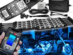 مجموعة مصابيح LED للدراجات النارية OPT7 Aura Pro ، مكابح ذكية ، RGB متعدد الألوان للدراجة تحت إضاءة نيون ، تطبيق بلوتوث ، مفتاح شرائط توهج تحت الدراجة النارية للطرادات ، 10 قطع ، IP67 مقاوم للماء 12 فولت ، iOS Android